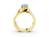 Yellow gold Modern Tension Set Fancy Blue Pear  Solitaire Wide Band Ring_82