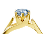 Yellow gold Modern Tension Set Fancy Blue Pear  Solitaire Wide Band Ring_83