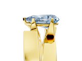 Yellow gold Modern Tension Set Fancy Blue Pear  Solitaire Wide Band Ring_84