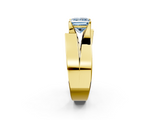 Yellow gold Modern Tension Set Fancy Blue Princess  Solitaire Wide Band Ring_64