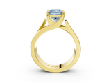 Yellow gold Modern Tension Set Fancy Blue Princess  Solitaire Wide Band Ring_65