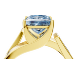 Yellow gold Modern Tension Set Fancy Blue Princess  Solitaire Wide Band Ring_66