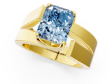 Yellow gold Modern Tension Set Fancy Blue Radiant  Solitaire Wide Band Ring_100