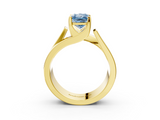 Yellow gold Modern Tension Set Fancy Blue Radiant  Solitaire Wide Band Ring_102