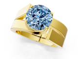 Yellow gold Modern Tension Set Fancy Blue Round  Solitaire Wide Band Ring_80
