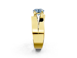 Yellow gold Modern Tension Set Fancy Blue Round  Solitaire Wide Band Ring_81