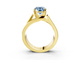 Yellow gold Modern Tension Set Fancy Blue Round  Solitaire Wide Band Ring_82