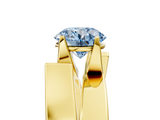 Yellow gold Modern Tension Set Fancy Blue Round  Solitaire Wide Band Ring_84