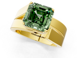 Yellow gold Modern Tension Set Fancy Green Asscher  Solitaire Wide Band Ring_74