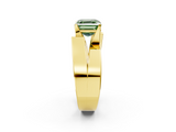 Yellow gold Modern Tension Set Fancy Green Asscher  Solitaire Wide Band Ring_75