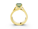 Yellow gold Modern Tension Set Fancy Green Asscher  Solitaire Wide Band Ring_76