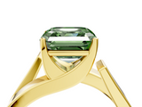 Yellow gold Modern Tension Set Fancy Green Asscher  Solitaire Wide Band Ring_77