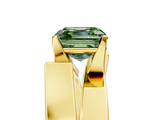 Yellow gold Modern Tension Set Fancy Green Asscher  Solitaire Wide Band Ring_78