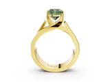 Yellow gold Modern Tension Set Fancy Green Cushion  Solitaire Wide Band Ring_82