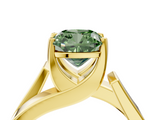 Yellow gold Modern Tension Set Fancy Green Cushion  Solitaire Wide Band Ring_83