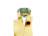 Yellow gold Modern Tension Set Fancy Green Cushion  Solitaire Wide Band Ring_84