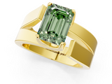 Yellow gold Modern Tension Set Fancy Green Emerald  Solitaire Wide Band Ring_113