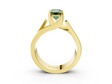 Yellow gold Modern Tension Set Fancy Green Emerald  Solitaire Wide Band Ring_115