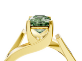 Yellow gold Modern Tension Set Fancy Green Emerald  Solitaire Wide Band Ring_116