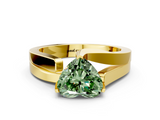 Yellow gold Modern Tension Set Fancy Green Heart  Solitaire Wide Band Ring_16