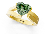Yellow gold Modern Tension Set Fancy Green Heart  Solitaire Wide Band Ring_17