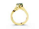 Yellow gold Modern Tension Set Fancy Green Heart  Solitaire Wide Band Ring_19