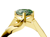 Yellow gold Modern Tension Set Fancy Green Heart  Solitaire Wide Band Ring_20