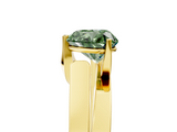Yellow gold Modern Tension Set Fancy Green Heart  Solitaire Wide Band Ring_21