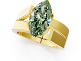 Yellow gold Modern Tension Set Fancy Green Marquise  Solitaire Wide Band Ring_97