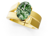 Yellow gold Modern Tension Set Fancy Green Oval  Solitaire Wide Band Ring_80