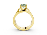 Yellow gold Modern Tension Set Fancy Green Oval  Solitaire Wide Band Ring_82
