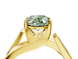 Yellow gold Modern Tension Set Fancy Green Oval  Solitaire Wide Band Ring_83