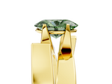 Yellow gold Modern Tension Set Fancy Green Oval  Solitaire Wide Band Ring_84