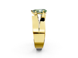 Yellow gold Modern Tension Set Fancy Green Pear  Solitaire Wide Band Ring_95