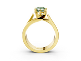 Yellow gold Modern Tension Set Fancy Green Pear  Solitaire Wide Band Ring_96