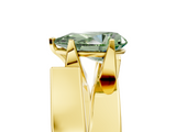 Yellow gold Modern Tension Set Fancy Green Pear  Solitaire Wide Band Ring_98