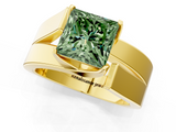 Yellow gold Modern Tension Set Fancy Green Princess  Solitaire Wide Band Ring_18