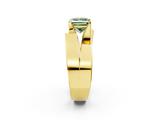 Yellow gold Modern Tension Set Fancy Green Princess  Solitaire Wide Band Ring_19