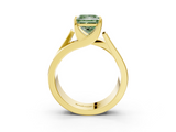Yellow gold Modern Tension Set Fancy Green Princess  Solitaire Wide Band Ring_20