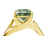 Yellow gold Modern Tension Set Fancy Green Princess  Solitaire Wide Band Ring_21