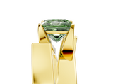 Yellow gold Modern Tension Set Fancy Green Princess  Solitaire Wide Band Ring_22
