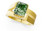Yellow gold Modern Tension Set Fancy Green Radiant  Solitaire Wide Band Ring_80