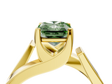 Yellow gold Modern Tension Set Fancy Green Radiant  Solitaire Wide Band Ring_83