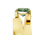 Yellow gold Modern Tension Set Fancy Green Radiant  Solitaire Wide Band Ring_84