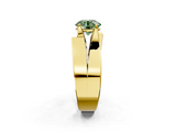 Yellow gold Modern Tension Set Fancy Green Round  Solitaire Wide Band Ring_115