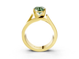 Yellow gold Modern Tension Set Fancy Green Round  Solitaire Wide Band Ring_116