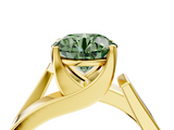 Yellow gold Modern Tension Set Fancy Green Round  Solitaire Wide Band Ring_117