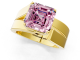 Yellow gold Modern Tension Set Fancy Pink Asscher  Solitaire Wide Band Ring_69