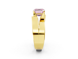 Yellow gold Modern Tension Set Fancy Pink Asscher  Solitaire Wide Band Ring_70