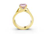 Yellow gold Modern Tension Set Fancy Pink Asscher  Solitaire Wide Band Ring_71